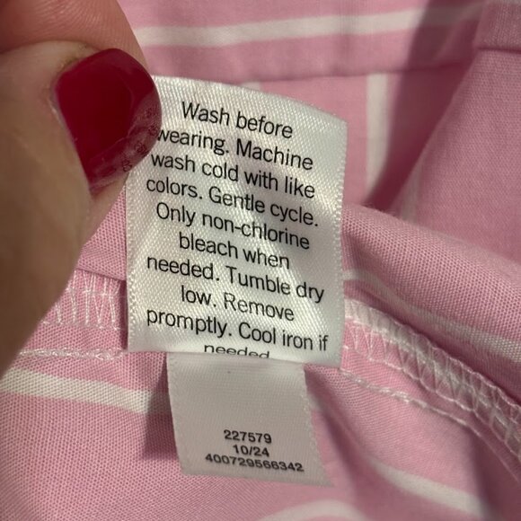 NWT CROFT & BARROW Pink/White Blouse with Buttons (Cotton/Spandex) - 3x - Picture 9 of 15